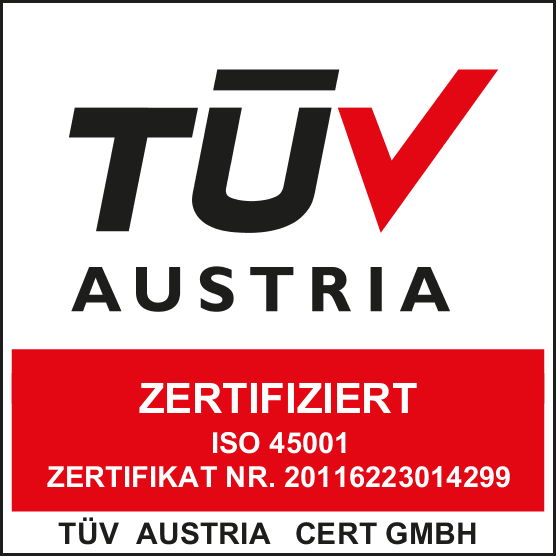 TÜV Austria - Zertifiziert - EN ISO 45001